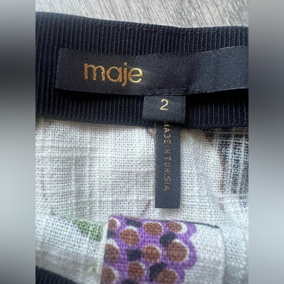 MAJE Loflower cropped organic cotton puff sleeve button down peplum top size 2/M - Picture 13 of 16